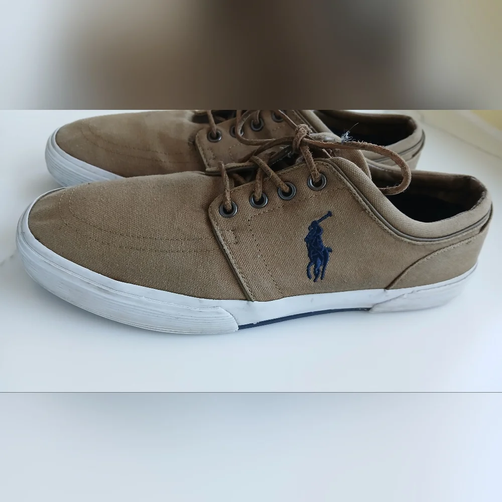 Polo Ralph Lauren Faxon X Low Top Canvas Sneakers Tan Beige Men’s Size 11D